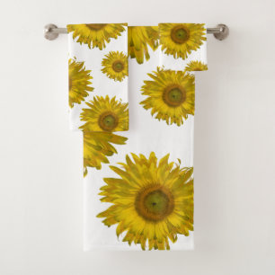 Gelb zerstreute Sonnenblumen Badhandtuch Set