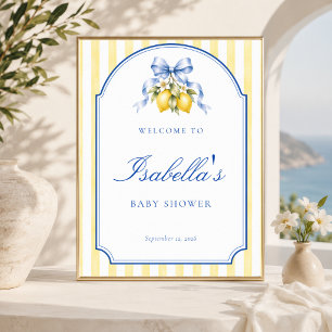 Gelb-Zitrus-Limonen-Schick-Baby-Shower-Willkommens Poster