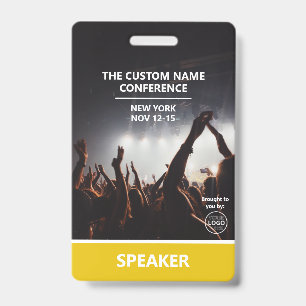 Gelb Zutrittsausweis QR-Code Lautsprecher Konferen Ausweis