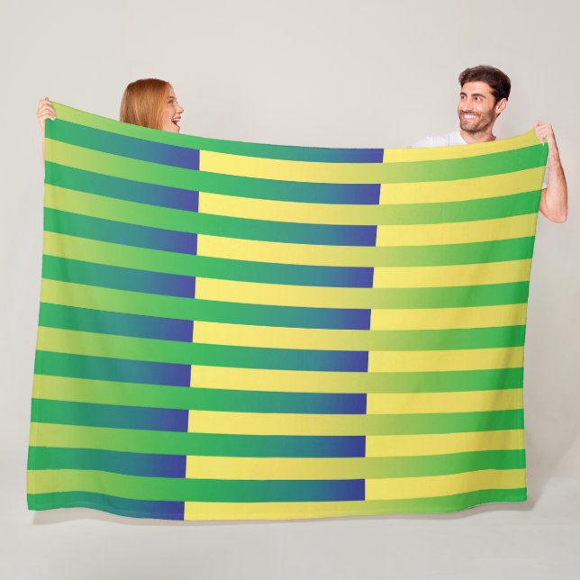 Gelbblau gestreiftes Muster Fleecedecke (Beispiel)