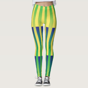 Gelbblau gestreiftes Muster Leggings