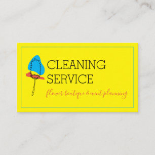 Gelbblau Minimalistische Janitorial Handy Mop Clea Visitenkarte