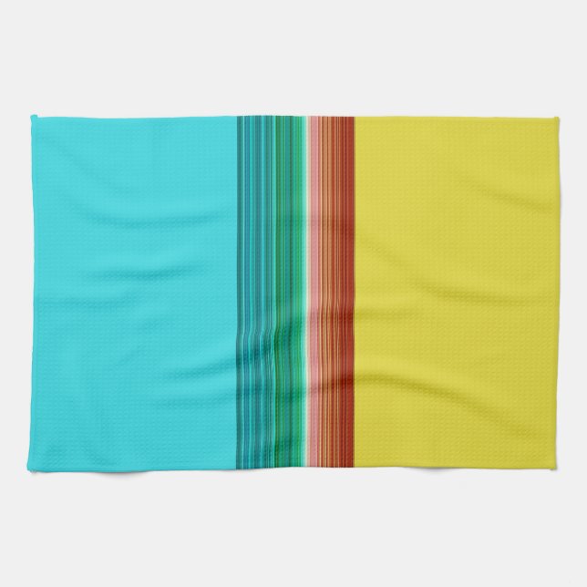 Gelbblau-Multicolor-Streifen Geschirrtuch (Horizontal)