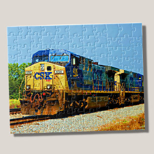 Gelbblauer Diesel-Lokomotivbahn CSX Puzzle