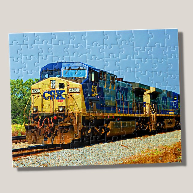 Gelbblauer Diesel-Lokomotivbahn CSX Puzzle (Von Creator hochgeladen)