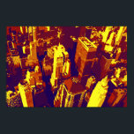 Gelbblauer Retro Pop Art NYC Roofs Poster<br><div class="desc">Yellow Brown Blue Retro New York City Midtown Old Style Image - Old Vintag Style New York Arte</div>