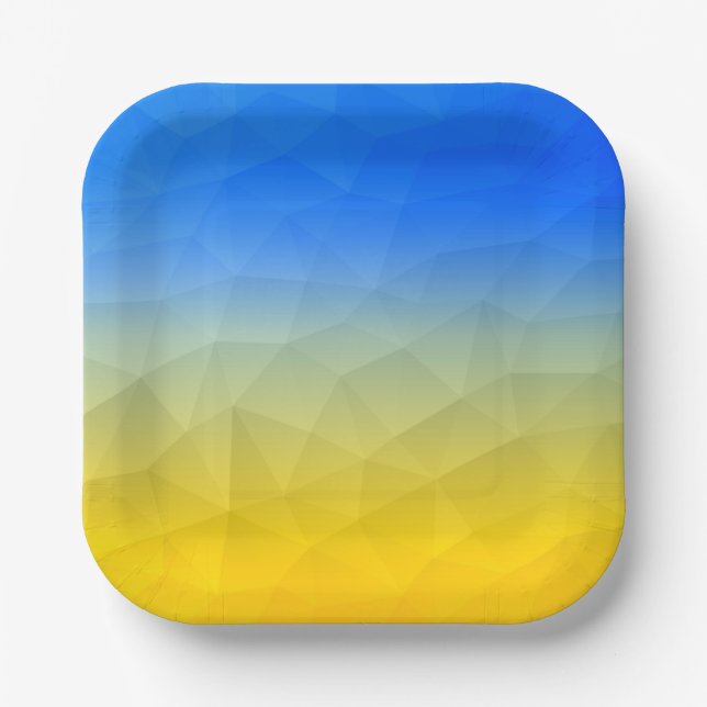 Gelbblaues geometrisches Muster Pappteller (Vorderseite)