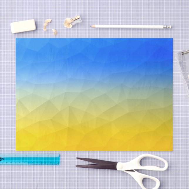 Gelbblaues geometrisches Muster Seidenpapier (Handwerk)