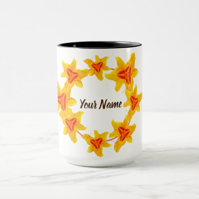 Gelbblumen Personalisiert Tasse (Zentrum)