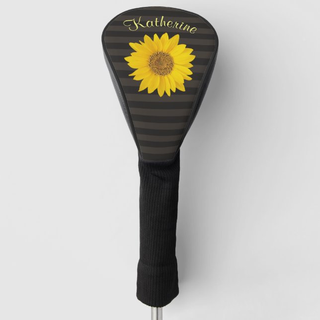 Gelbblütenblume Individuelle Name gestreift Golf Headcover (Vorderseite)