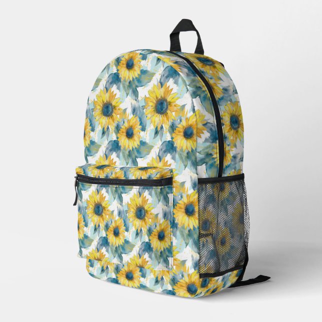 Gelbblütenmuster Bedruckter Rucksack (Rückseitige Ecke Rechts)