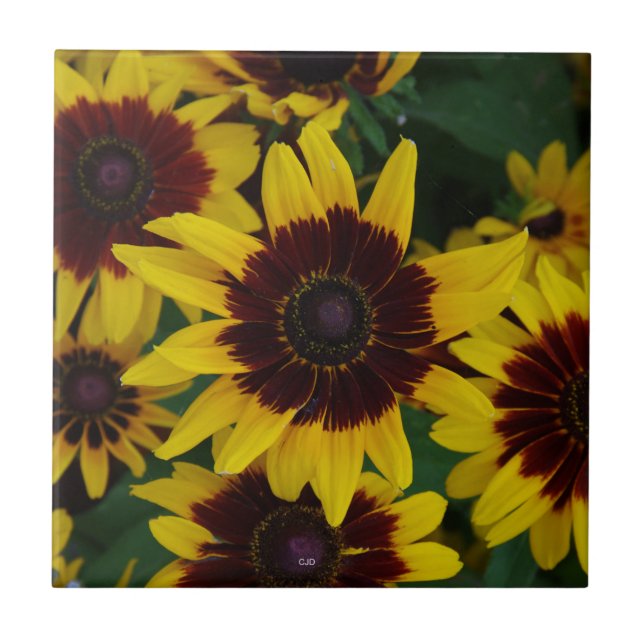 Gelbbraun-Blume Fliese (Vorderseite)