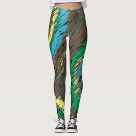 Gelbbraun grüne Kreise abstrakte moderne Kunst Leggings