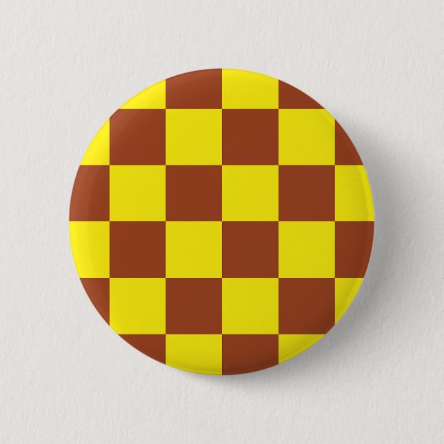 Gelbbraun, kariertes Karo-Muster Button (Vorderseite)