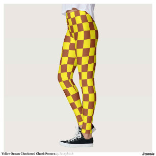 Gelbbraun, kariertes Karo-Muster Leggings