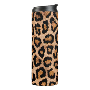 Gelbbraun, schwarzer Leopard, Tierdruck Thermosbecher