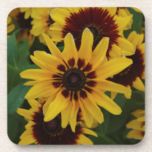 Gelbbraune Blume Set von 6 Kunststoff-Untersetzer Getränkeuntersetzer