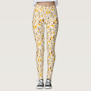 Gelbbraune Dreiecke auf weißem Retro-Hintergrund Leggings