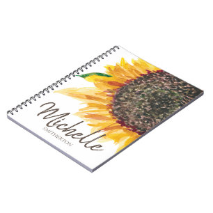 Gelbbraune Sonnenblume Weiß Ihr Name Notizblock