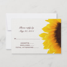 Gelbbraune Sonnenblumen-Hochzeits-RSVP-Karten