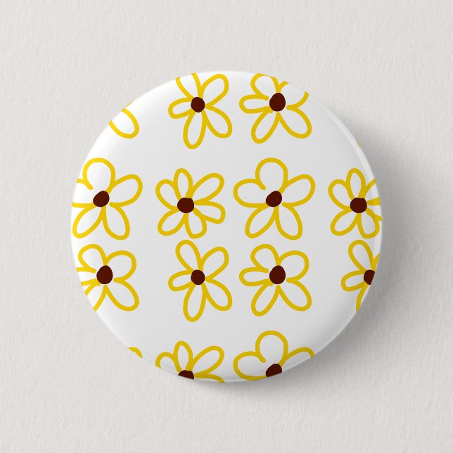 Gelbbraune Sonnenblumenmuster Blumenmuster Button (Vorderseite)