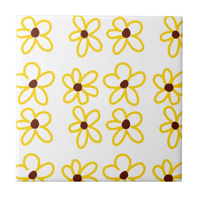 Gelbbraune Sonnenblumenmuster Blumenmuster Fliese (Vorderseite)