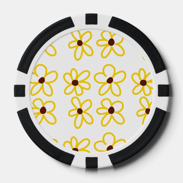 Gelbbraune Sonnenblumenmuster Blumenmuster Pokerchips (Vorderseite)