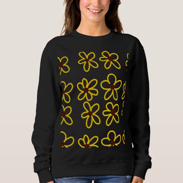 Gelbbraune Sonnenblumenmuster Blumenmuster Sweatshirt (Vorderseite)