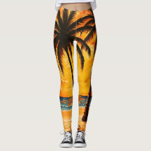 Gelbbraune tropische Paradies-Leggings Activewear