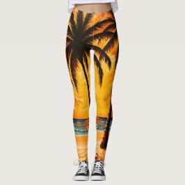 Gelbbraune tropische Paradies-Leggings Activewear Leggings