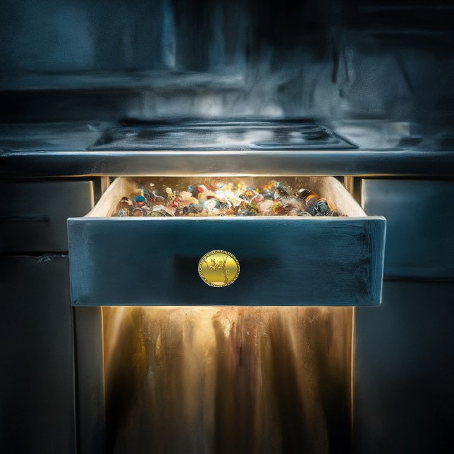 Gelbbrauner Cartoon gepunkteter Leopard Keramikknauf (Von Creator hochgeladen)