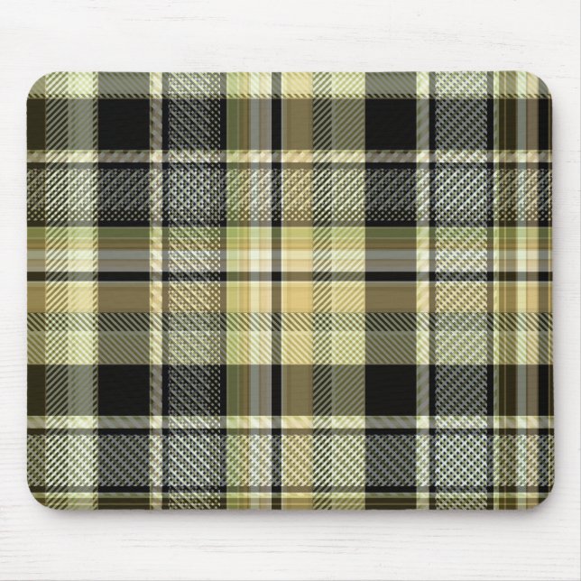 Gelbbrauner Tartan kariert. Mousepad (Vorne)