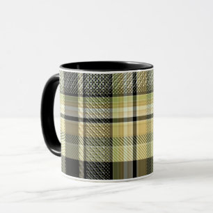 Gelbbrauner Tartan kariert. Tasse