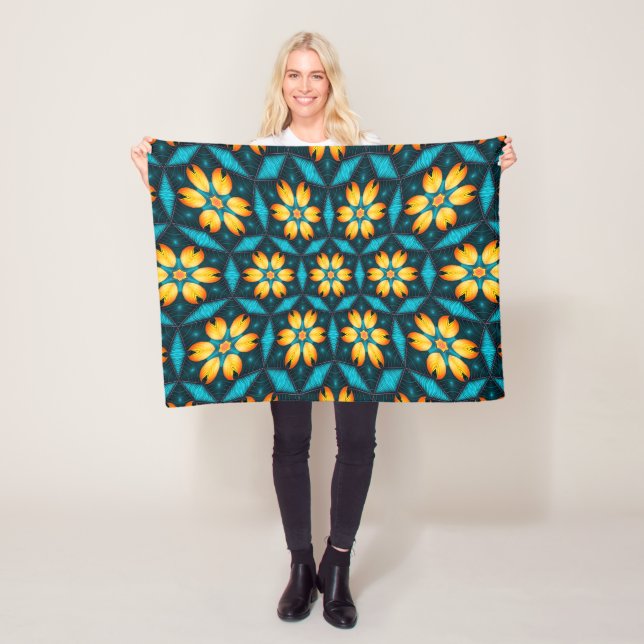 Gelbe Abstrakte Blume Fleecedecke (Beispiel)