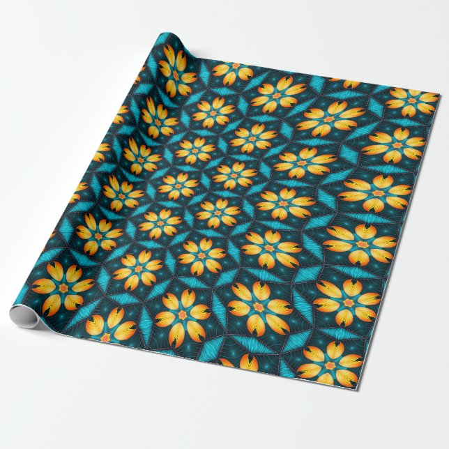Gelbe Abstrakte Blume Geschenkpapier (Ungerollt)