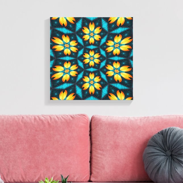 Gelbe Abstrakte Blume Leinwanddruck (Insitu (Wohnzimmer))