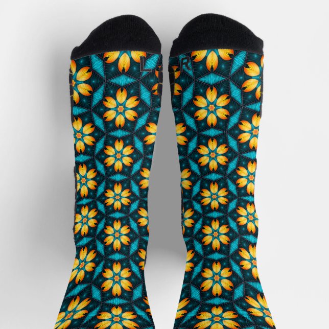 Gelbe Abstrakte Blume Socken (Oben)