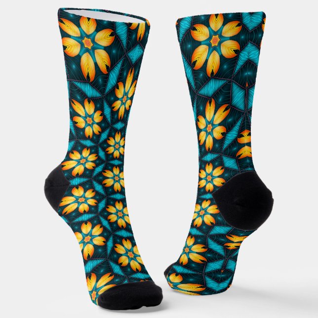 Gelbe Abstrakte Blume Socken (Gewinkelt)