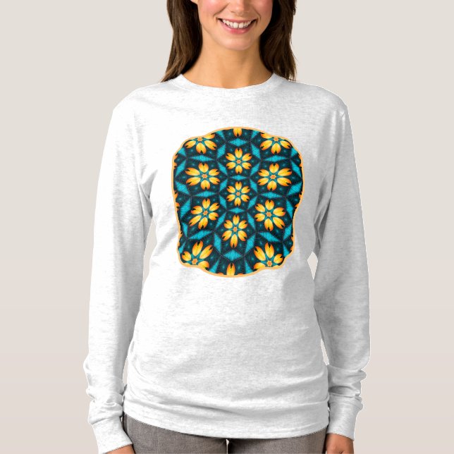 Gelbe Abstrakte Blume T-Shirt (Vorderseite)