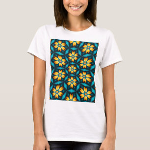 Gelbe Abstrakte Blume T-Shirt