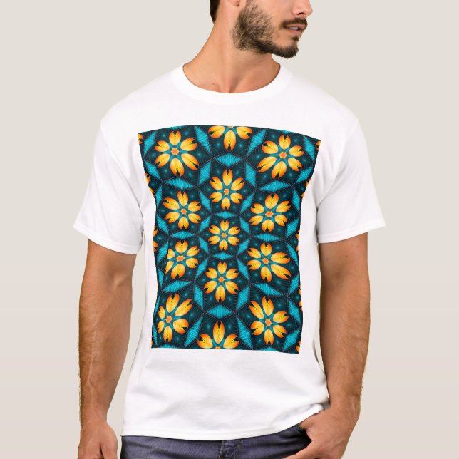 Gelbe Abstrakte Blume T-Shirt (Vorderseite)