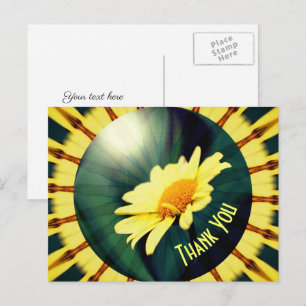 Gelbe abstrakte Blumen-Postkarte zum Dankeschön mi Postkarte