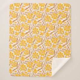 Gelbe Abstrakte Mitte des Jahrhunderts Moderne Blu Sherpadecke