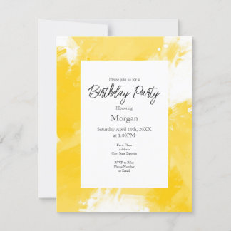 Gelbe Abstrakte Pinselstriche Einladung