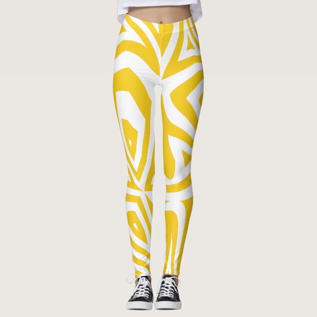 Gelbe Abstrakte Zebra Print Frauen Leggings (Vorderseite)