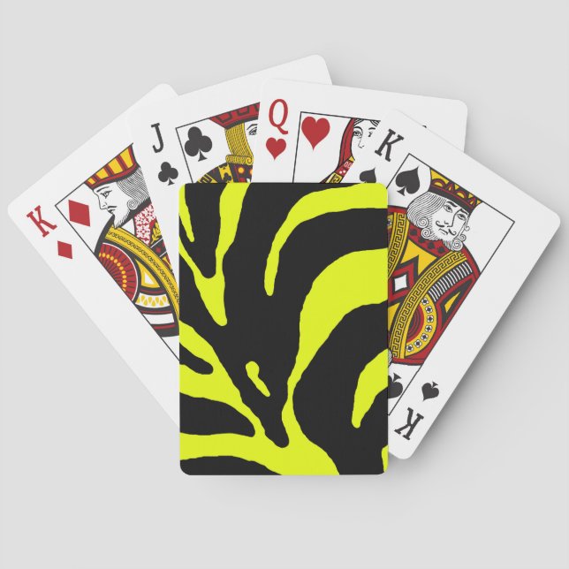 Gelbe Abstrakte Zebra Streifen Spielkarten (Rückseite)