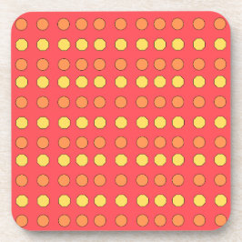 Gelbe Achtecke und orange Kreise auf Rot Getränkeuntersetzer
