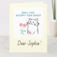 Gelbe adorable Cat&Rose Faltkarte