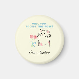 Gelbe adorable Katze und Rose Magnet