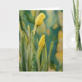 Gelbe affodische Blume in der Bud Art Note Card Karte